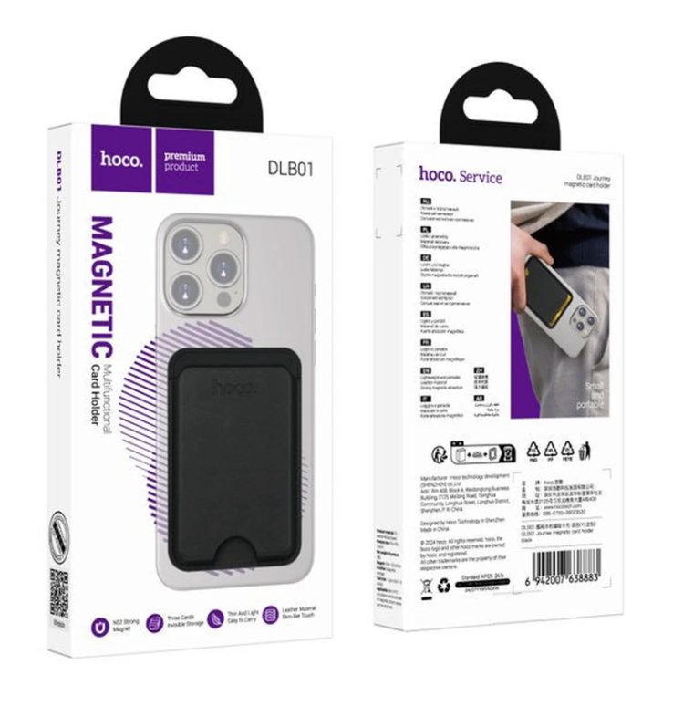 HOCO -  DLB01 Journey Magsafe Magnetic Leather Card Holder Black