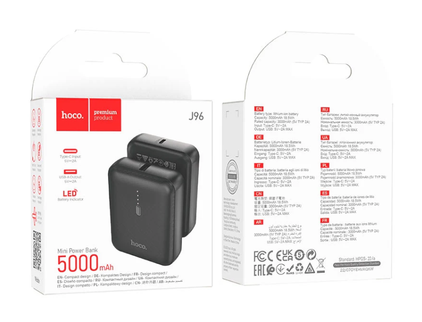 HOCO -  LED Indicator Mini PowerBank 5000mAh