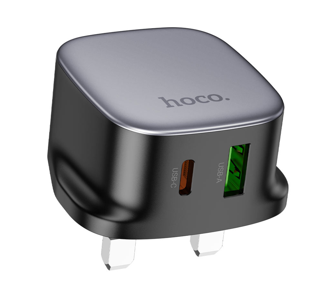 Hoco - PD20W+QC3.0 Charger Set Dual Port C to IP Black