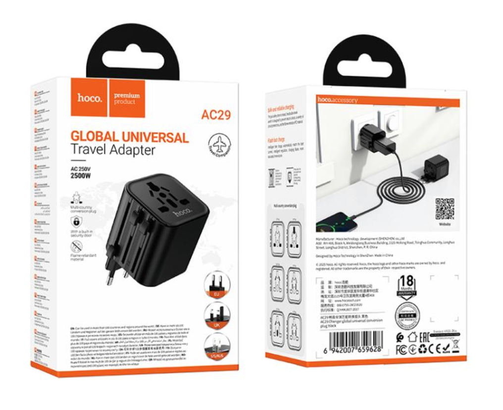 hoco AC29 Global Universal Conversion Plug Travel Adapter Charger