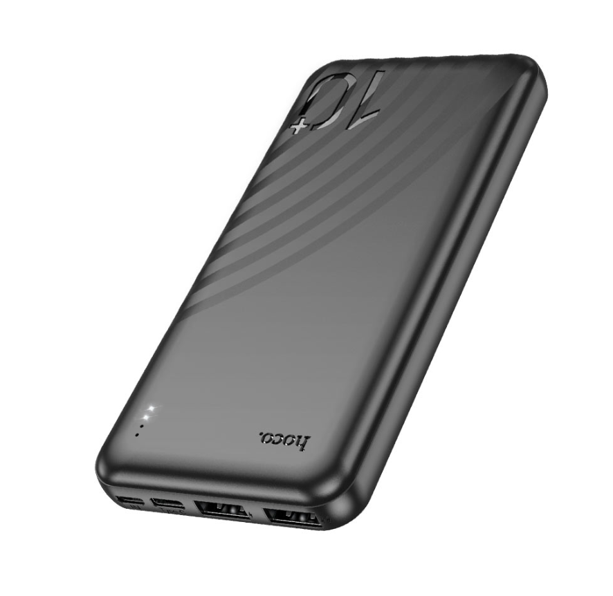 Hoco J123 Element 10000mAh power bank in black, front view