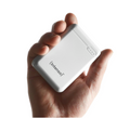 Intenso XS10000 compact power bank held in the palm of a hand for scale