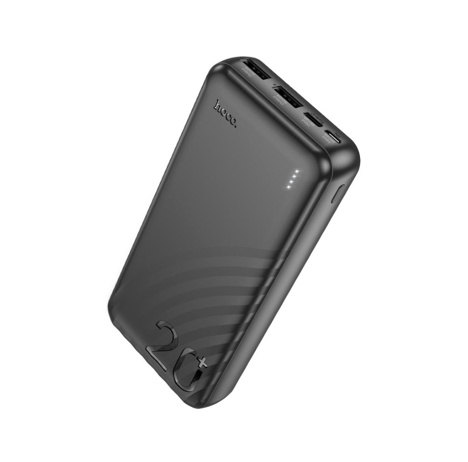 HOCO J123A 20000mAh portable power bank in black.