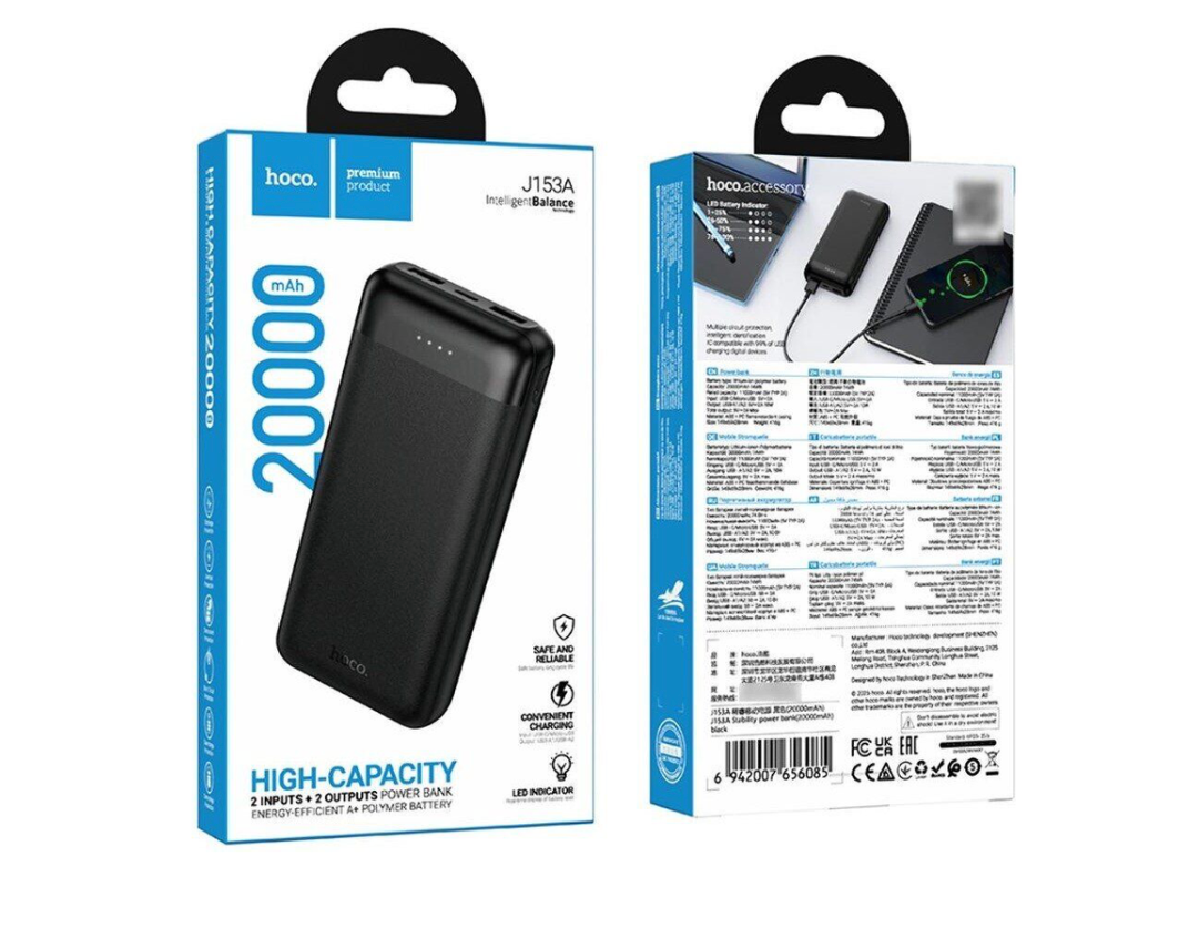 HOCO J157A 20000mAh black portable power bank.
