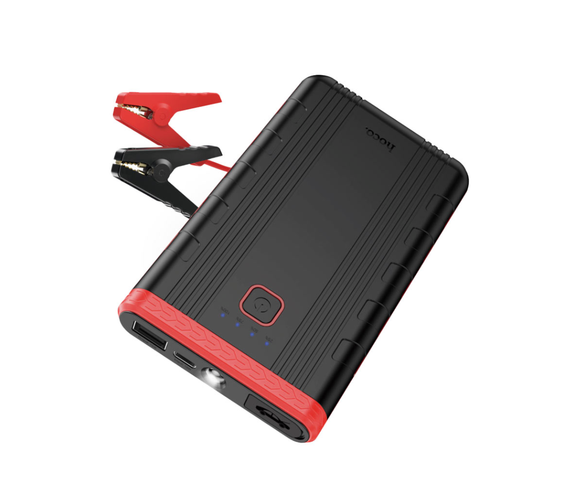 Portable HOCO QS5 6000mAh emergency car jump starter.
