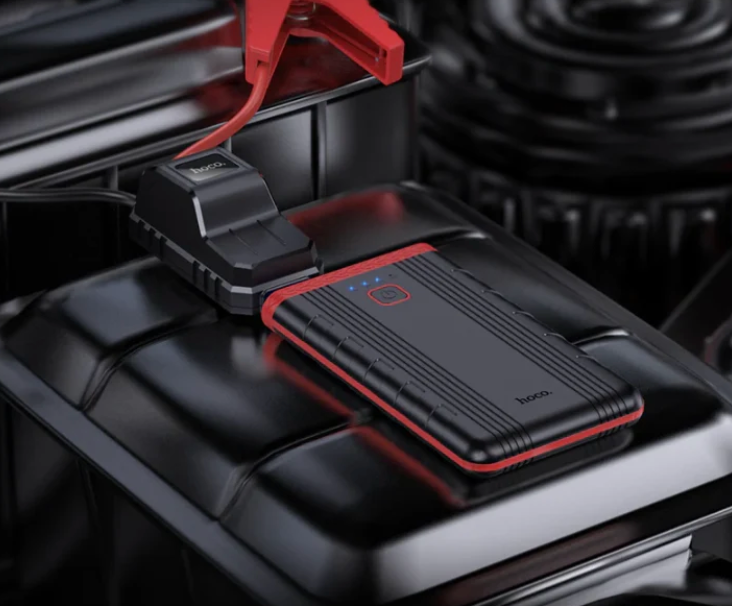 Portable HOCO QS5 6000mAh emergency car jump starter.