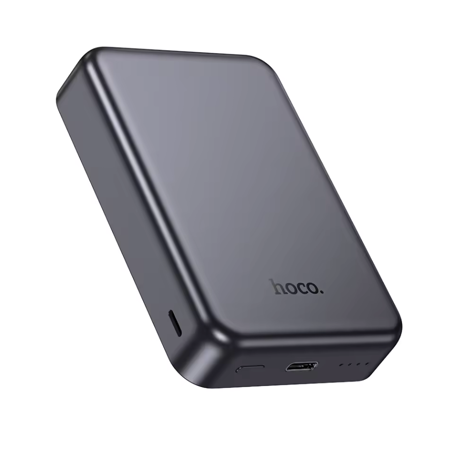 HOCO J100A wireless portable power bank in black.