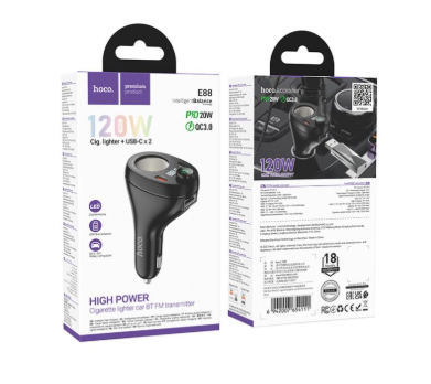 HOCO - E88 Star 35W Dual USB-C Ports Cigarette Lighter Car BT FM Transmitter